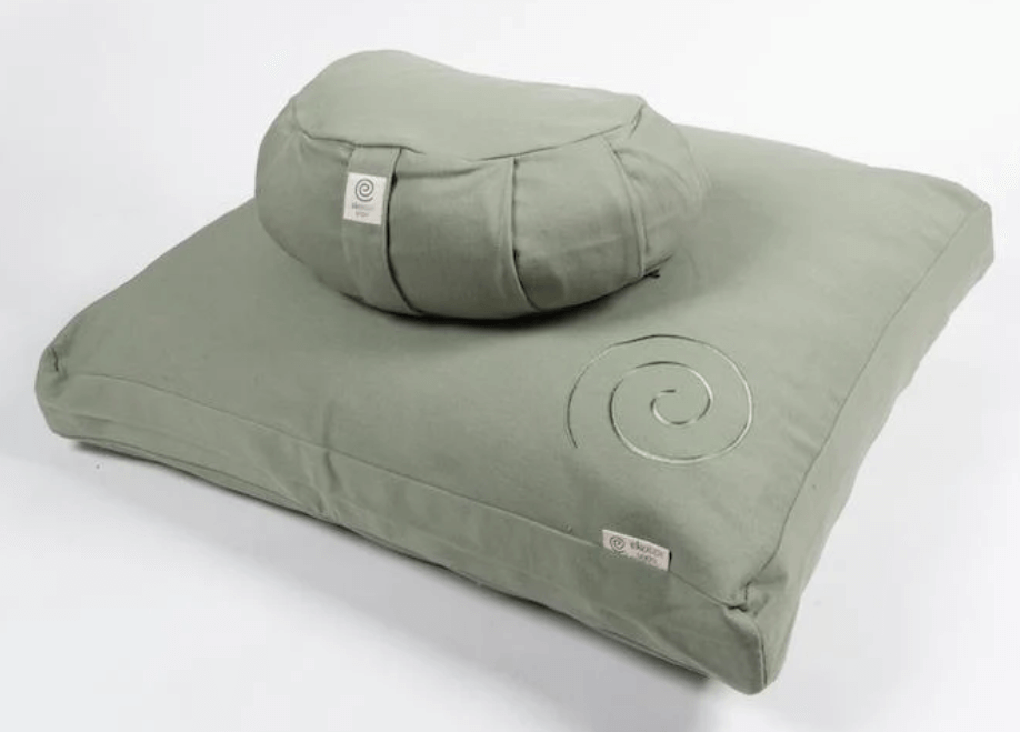 Green meditation cushions